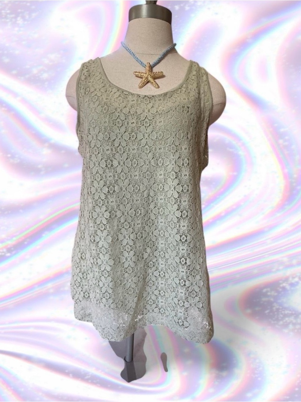 The Limited Lace Overlay Tank Top - Light Green